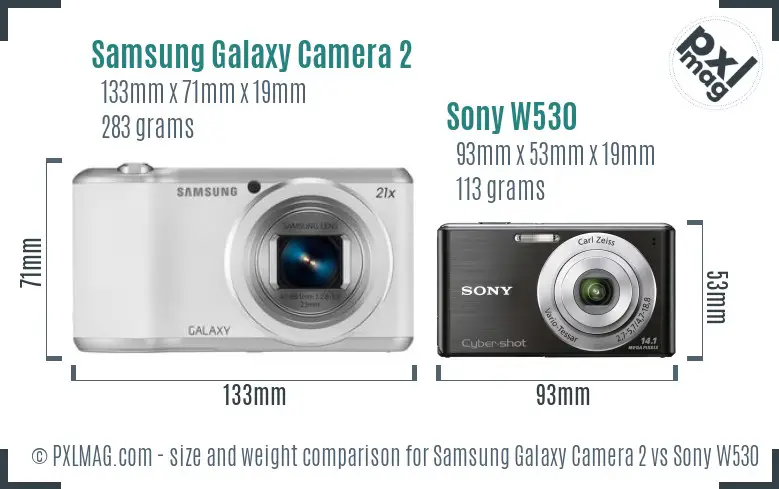 Samsung Galaxy Camera 2 vs Sony W530 size comparison