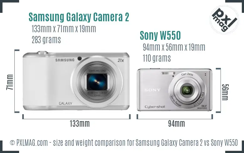 Samsung Galaxy Camera 2 vs Sony W550 size comparison