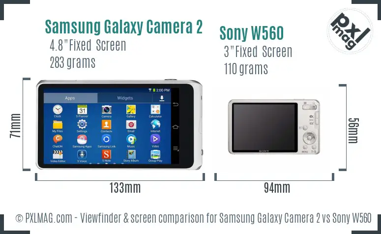 Samsung Galaxy Camera 2 vs Sony W560 Screen and Viewfinder comparison