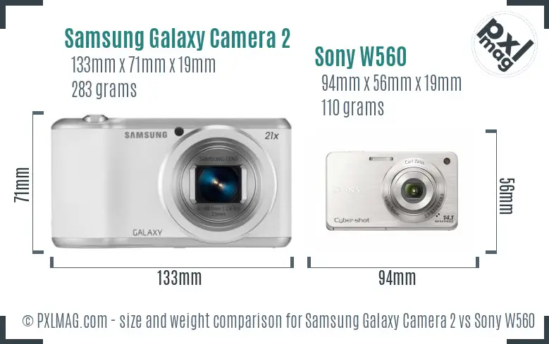 Samsung Galaxy Camera 2 vs Sony W560 size comparison