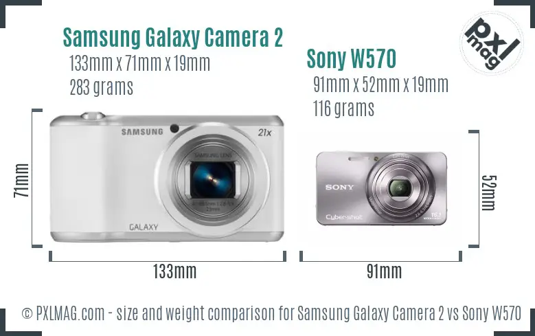Samsung Galaxy Camera 2 vs Sony W570 size comparison