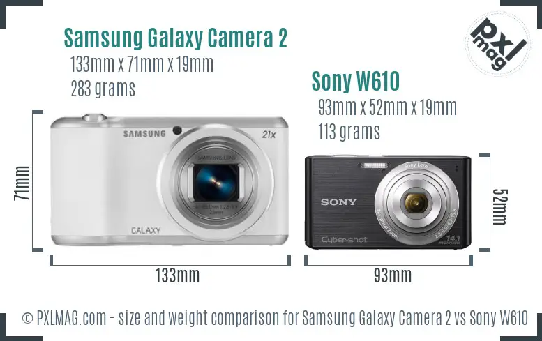 Samsung Galaxy Camera 2 vs Sony W610 size comparison
