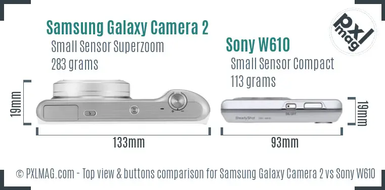 Samsung Galaxy Camera 2 vs Sony W610 top view buttons comparison