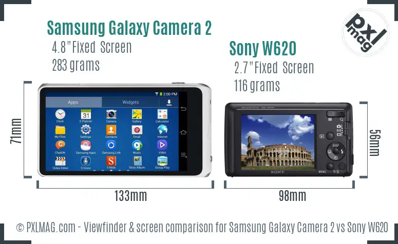 Samsung Galaxy Camera 2 vs Sony W620 Screen and Viewfinder comparison