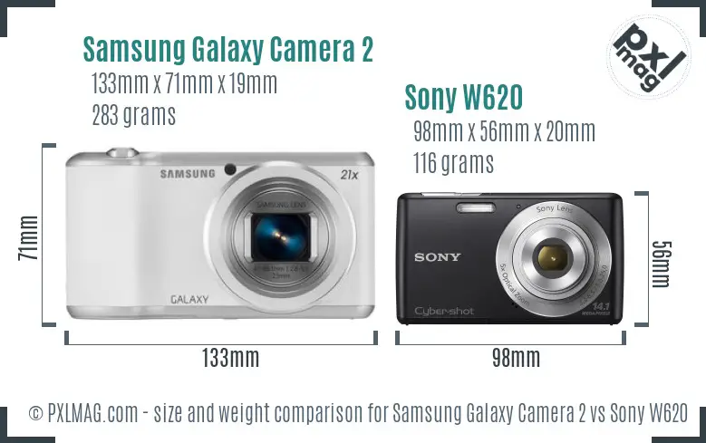 Samsung Galaxy Camera 2 vs Sony W620 size comparison