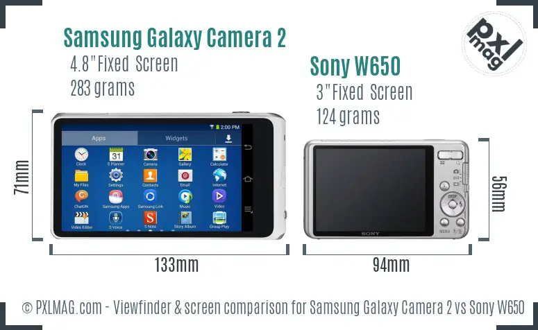 Samsung Galaxy Camera 2 vs Sony W650 Screen and Viewfinder comparison