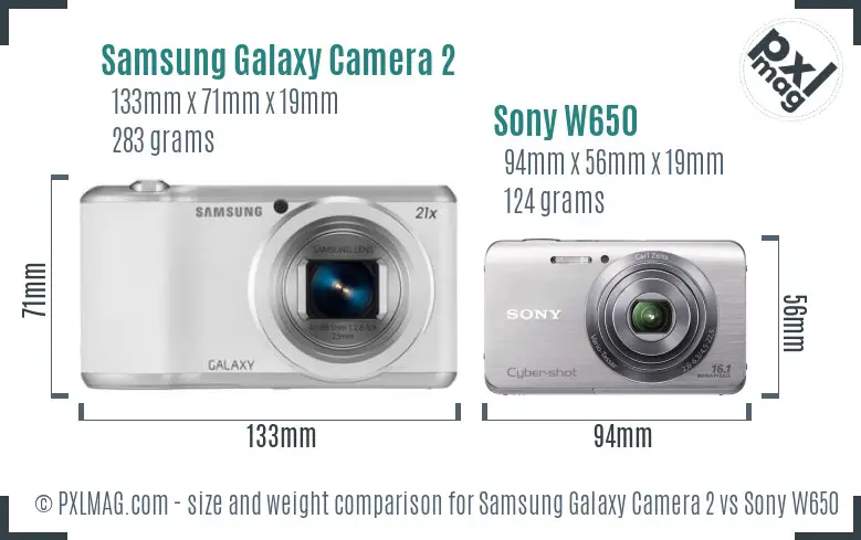 Samsung Galaxy Camera 2 vs Sony W650 size comparison