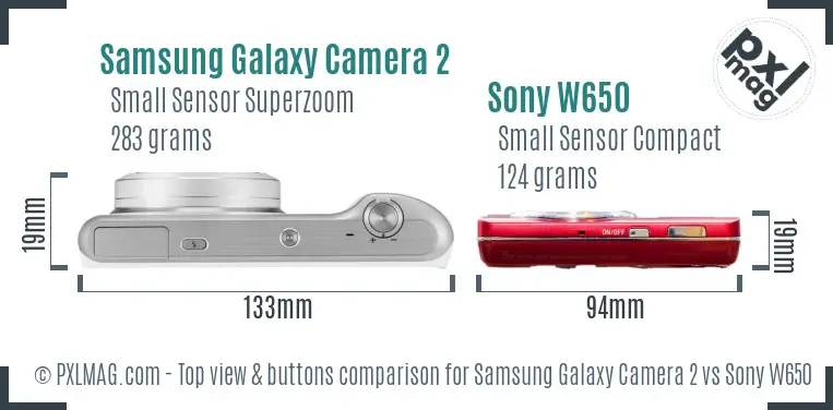 Samsung Galaxy Camera 2 vs Sony W650 top view buttons comparison