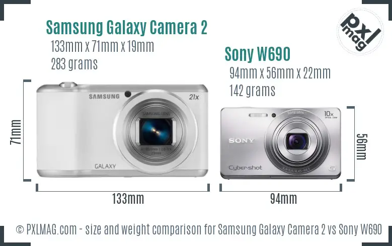Samsung Galaxy Camera 2 vs Sony W690 size comparison