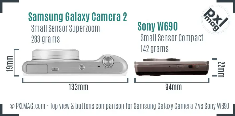 Samsung Galaxy Camera 2 vs Sony W690 top view buttons comparison