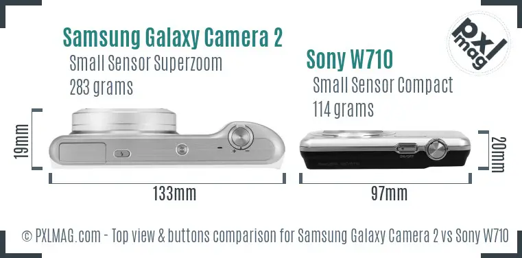 Samsung Galaxy Camera 2 vs Sony W710 top view buttons comparison