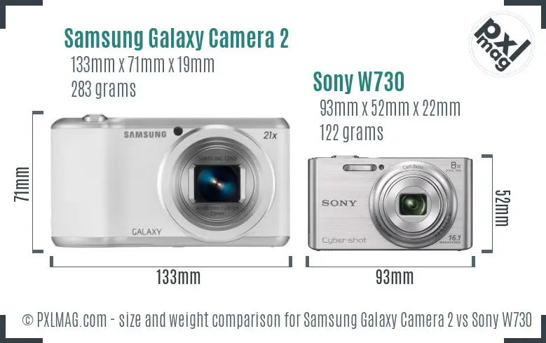Samsung Galaxy Camera 2 vs Sony W730 size comparison