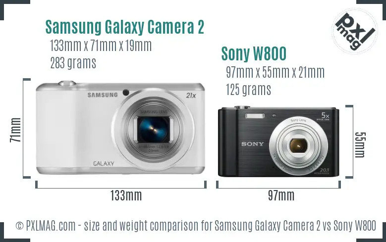 Samsung Galaxy Camera 2 vs Sony W800 size comparison