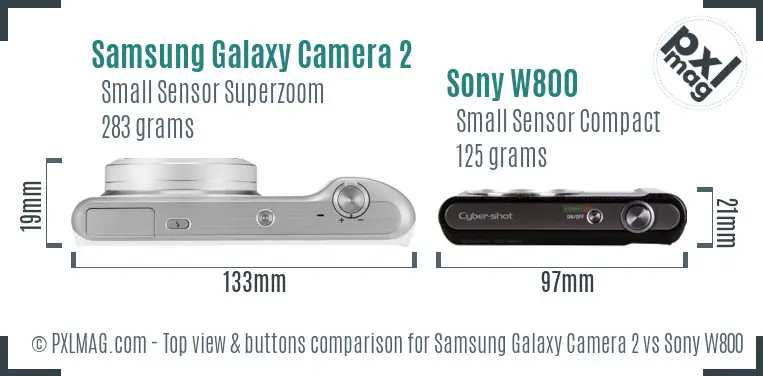 Samsung Galaxy Camera 2 vs Sony W800 top view buttons comparison