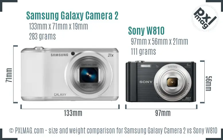 Samsung Galaxy Camera 2 vs Sony W810 size comparison