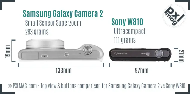 Samsung Galaxy Camera 2 vs Sony W810 top view buttons comparison