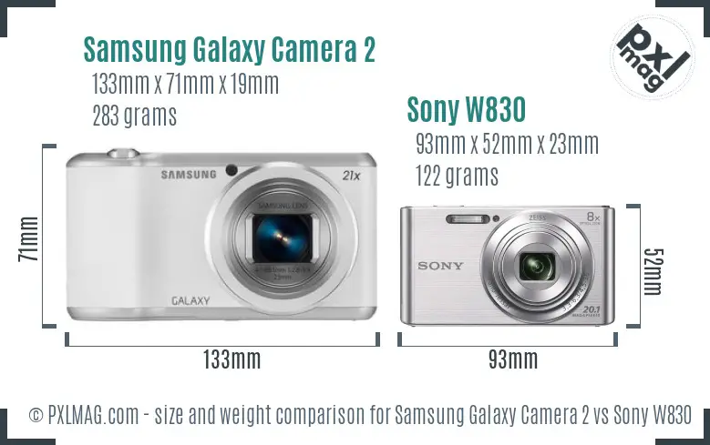 Samsung Galaxy Camera 2 vs Sony W830 size comparison