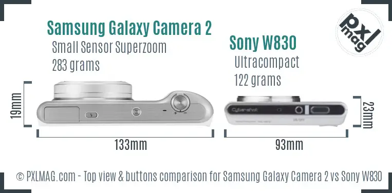 Samsung Galaxy Camera 2 vs Sony W830 top view buttons comparison