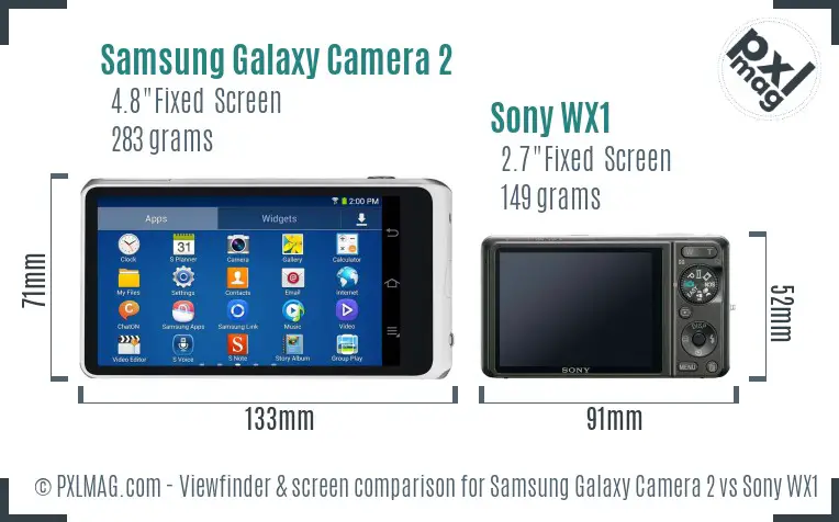 Samsung Galaxy Camera 2 vs Sony WX1 Screen and Viewfinder comparison