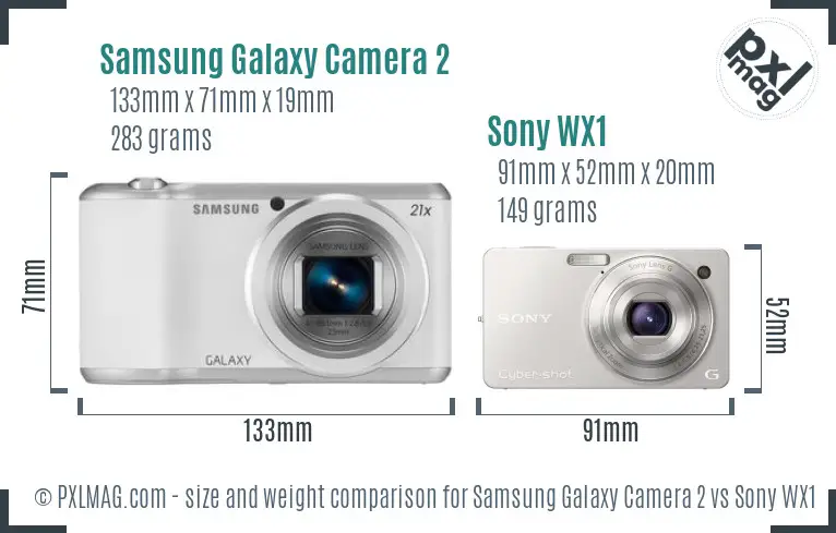 Samsung Galaxy Camera 2 vs Sony WX1 size comparison