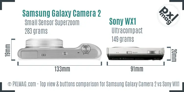 Samsung Galaxy Camera 2 vs Sony WX1 top view buttons comparison