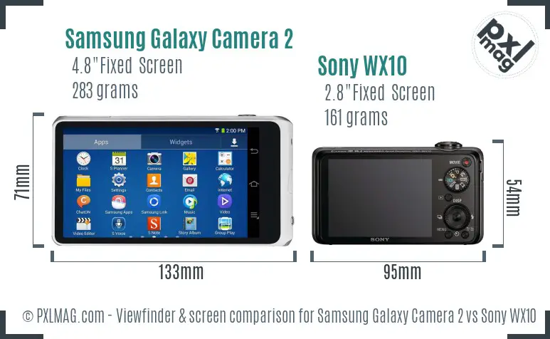 Samsung Galaxy Camera 2 vs Sony WX10 Screen and Viewfinder comparison