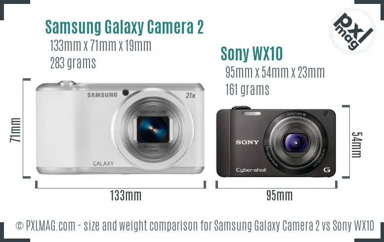 Samsung Galaxy Camera 2 vs Sony WX10 size comparison