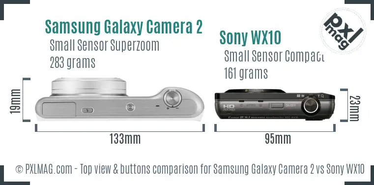 Samsung Galaxy Camera 2 vs Sony WX10 top view buttons comparison