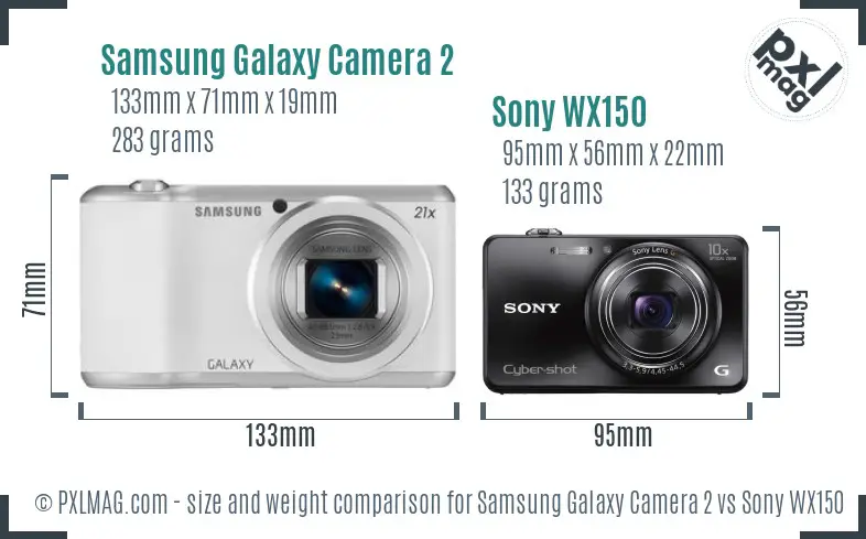 Samsung Galaxy Camera 2 vs Sony WX150 size comparison