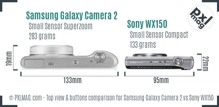 Samsung Galaxy Camera 2 vs Sony WX150 top view buttons comparison