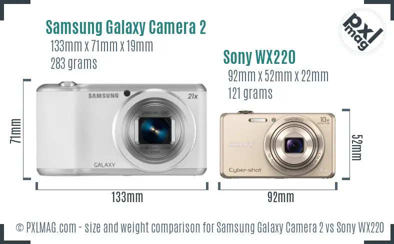 Samsung Galaxy Camera 2 vs Sony WX220 size comparison
