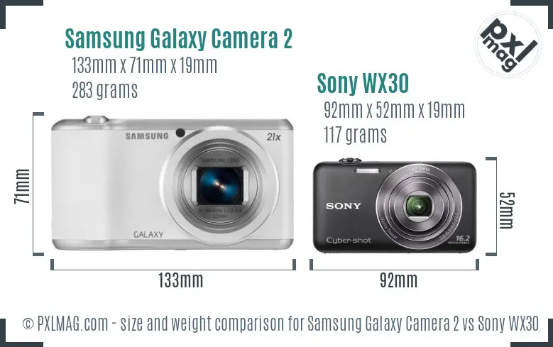 Samsung Galaxy Camera 2 vs Sony WX30 size comparison