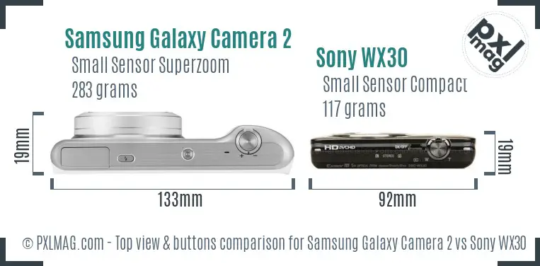 Samsung Galaxy Camera 2 vs Sony WX30 top view buttons comparison