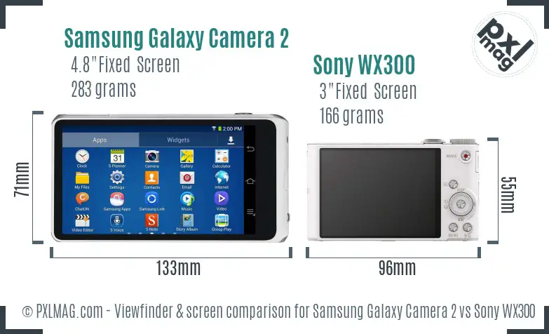 Samsung Galaxy Camera 2 vs Sony WX300 Screen and Viewfinder comparison