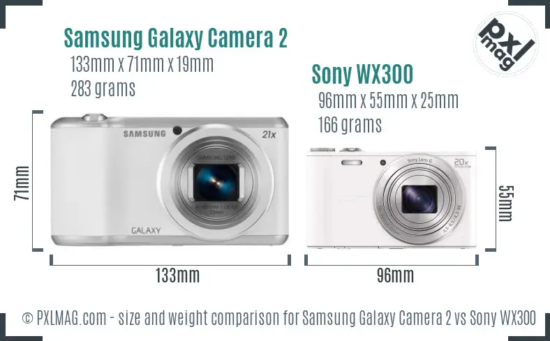 Samsung Galaxy Camera 2 vs Sony WX300 size comparison