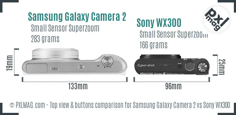 Samsung Galaxy Camera 2 vs Sony WX300 top view buttons comparison