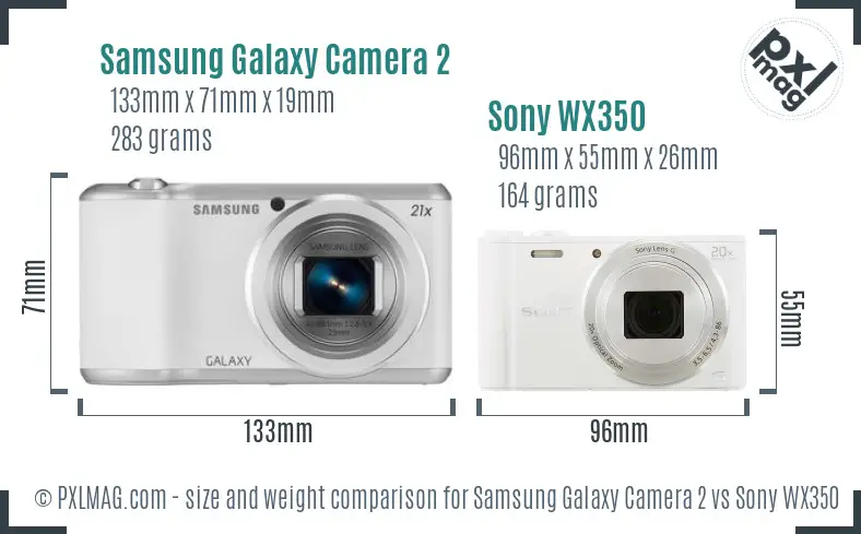 Samsung Galaxy Camera 2 vs Sony WX350 size comparison