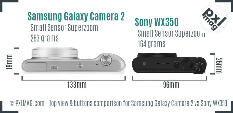 Samsung Galaxy Camera 2 vs Sony WX350 top view buttons comparison