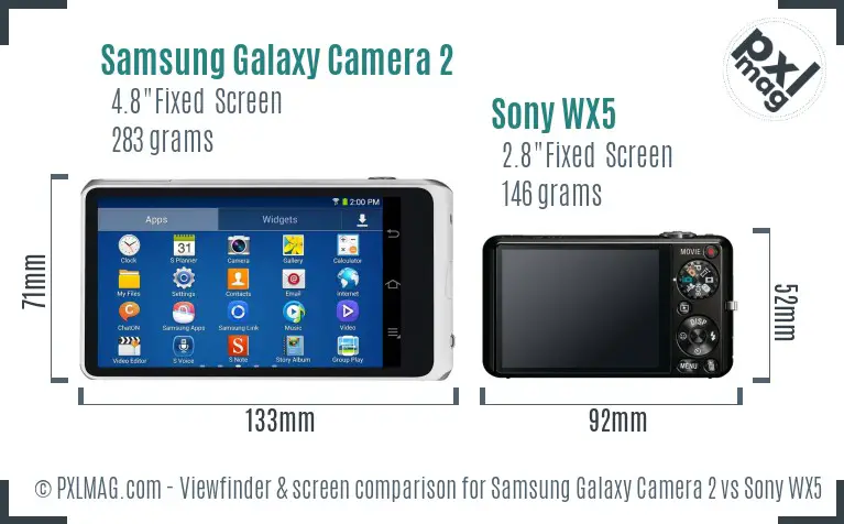 Samsung Galaxy Camera 2 vs Sony WX5 Screen and Viewfinder comparison