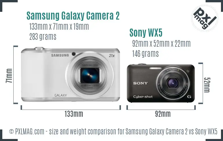 Samsung Galaxy Camera 2 vs Sony WX5 size comparison