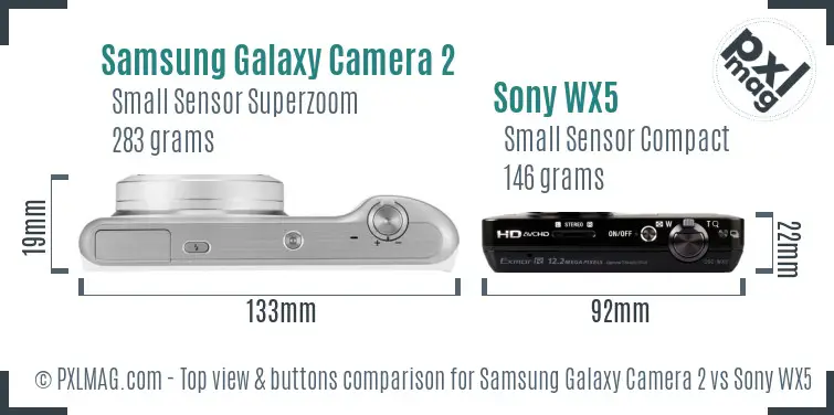 Samsung Galaxy Camera 2 vs Sony WX5 top view buttons comparison