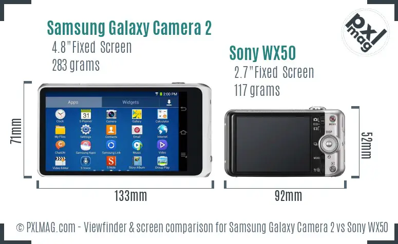 Samsung Galaxy Camera 2 vs Sony WX50 Screen and Viewfinder comparison
