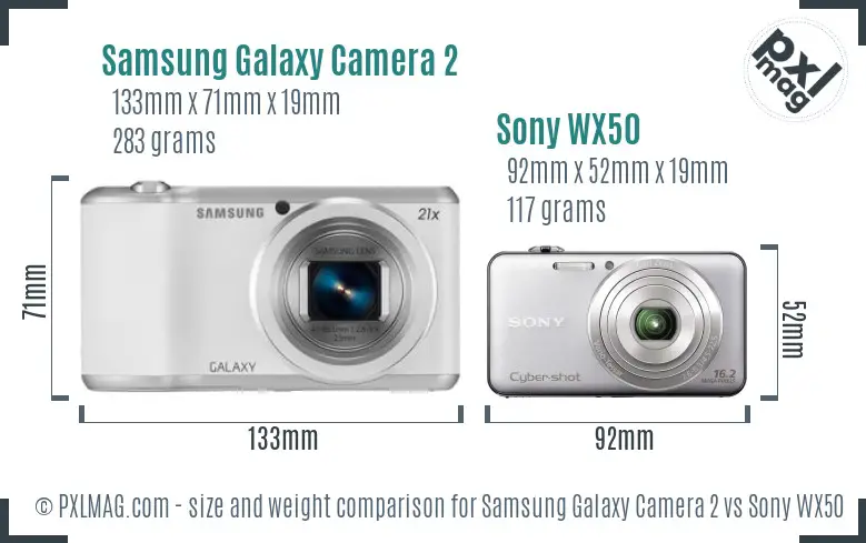 Samsung Galaxy Camera 2 vs Sony WX50 size comparison