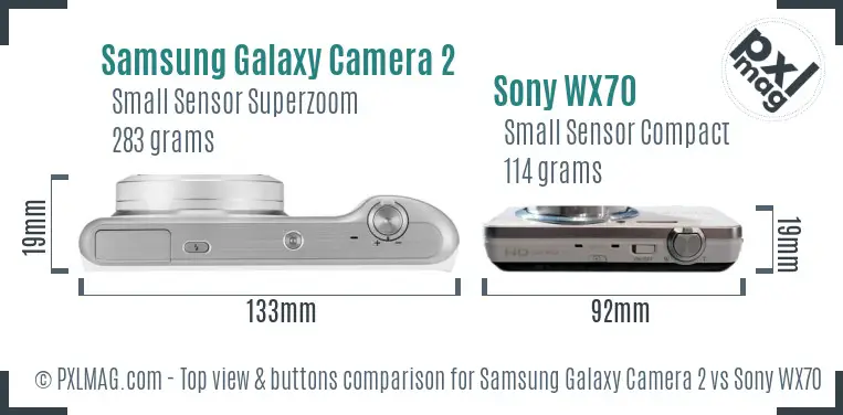 Samsung Galaxy Camera 2 vs Sony WX70 top view buttons comparison