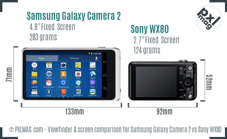 Samsung Galaxy Camera 2 vs Sony WX80 Screen and Viewfinder comparison