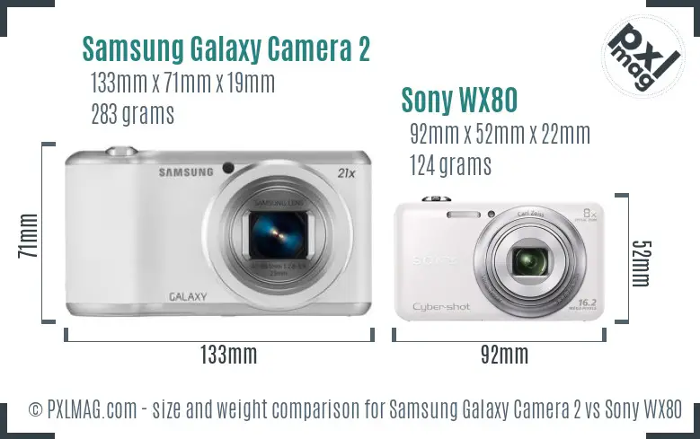 Samsung Galaxy Camera 2 vs Sony WX80 size comparison