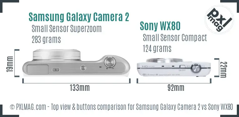 Samsung Galaxy Camera 2 vs Sony WX80 top view buttons comparison