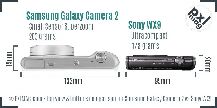 Samsung Galaxy Camera 2 vs Sony WX9 top view buttons comparison