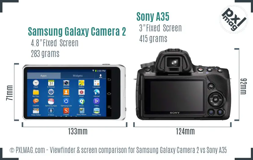 Samsung Galaxy Camera 2 vs Sony A35 Screen and Viewfinder comparison