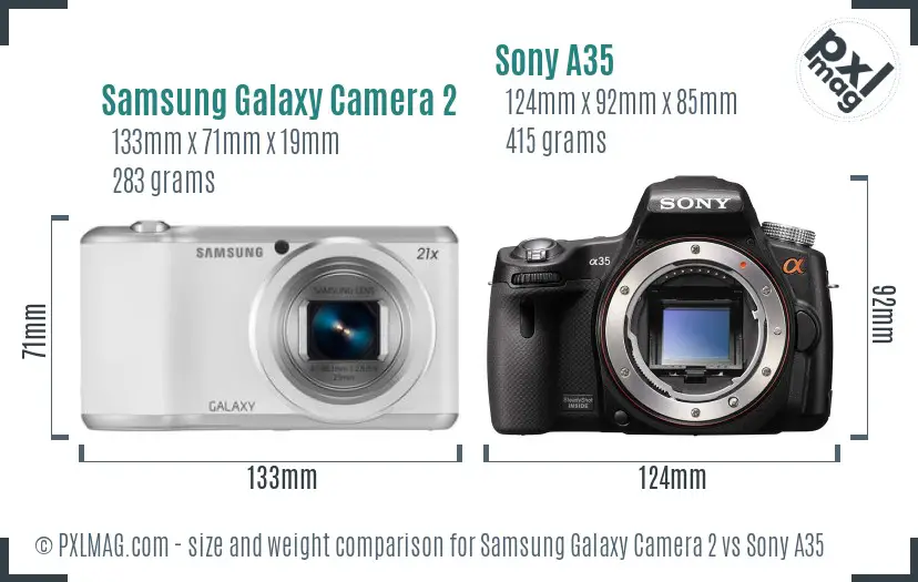 Samsung Galaxy Camera 2 vs Sony A35 size comparison
